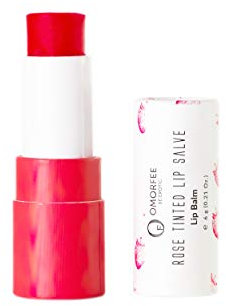OMORFEE BE EXOTIC OF 100% Organic Tinted Lip Balm Stick Treatment, Natural Lip Tint Gloss, Long Lasting Rose Lip Tint, Beetroot & Cocoa Butter, Pink Red Color, Moisturizing Lip Balm - 6g/0.21Oz