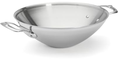 DeBuyer 830 Affinity Serie 3743.32 - Wok in Acciaio Inox, Diametro 32 cm, Diametro Fondo 10 cm