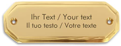 Targa nome con testo personalizzato in ottone – 103 x 37 mm, ottogonale – targhetta in ottone