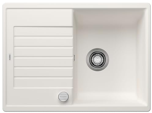 BLANCO ZIA 45 S Compact | Granitspüle aus SILGRANIT weiß | [68x50x20,2 cm] | für 45 cm breite Unterschränke | Reinigungsfreundlich | Großes Becken | reversibel
