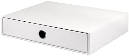 Rössler SOHO 1er Schubladenbox aus Papier | Büro Organizer Schreibtisch | Schubladen Organizer Büro Zubehör & Bürobedarf | Schreibtisch Organizer Box | 34 x 25 x 7 cm | 1 Stück | Farbe: Weiß | Weiss