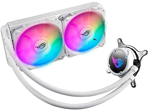 ASUS ROG Strix LC 240 RGB White Edition All-in-one Liquid CPU Cooler with Aura Sync RGB, and Dual ROG 120mm addressable RGB Radiator Fans