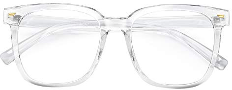 PANNER Oversized Square Blue Light Blocking Glasses for Women Men Anti Glare Reduce Eyestrain Computer Glasses(Clear)