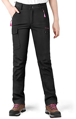 KUTOOK Pantaloni Escursionismo Donna Invernali Pantaloni Hiking Softshell Impermeabile da Arrampicata Trekking Sci Neve Outdoor,L