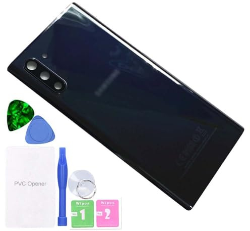 MovTEK Vitre Arriere Cache Batterie d'origine Remplacement pour Samsung Galaxy Note 10 N970F Ecran Arrière avec Lentille de Caméra - Noir