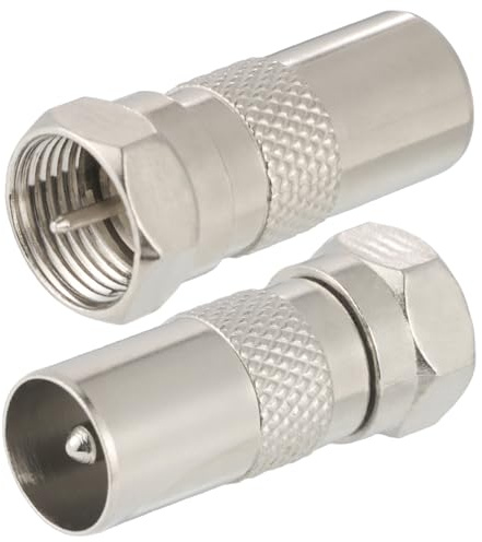 Vecys Adaptateur Câble Coaxial Antenne Type F Mâle vers TV Mâle pour Tuner DVB-T T2 Adaptateur pour Antenne TV HD Ariel BK LED 4K 3D UHD