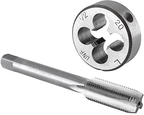 Burkit 1/2 Zoll-20 UNF Gewindebohrer und Schneideisen Set Linkshänder, 1/2 x 20 UNF Maschinengewindebohrer und runde Schneideisen