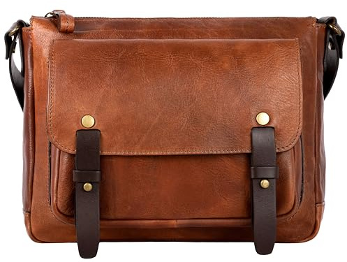Time Resistance Schultertasche aus Leder Herren - Messenger Bags - Umhängetasche Herren - Business Ledertasche - Herren Tasche