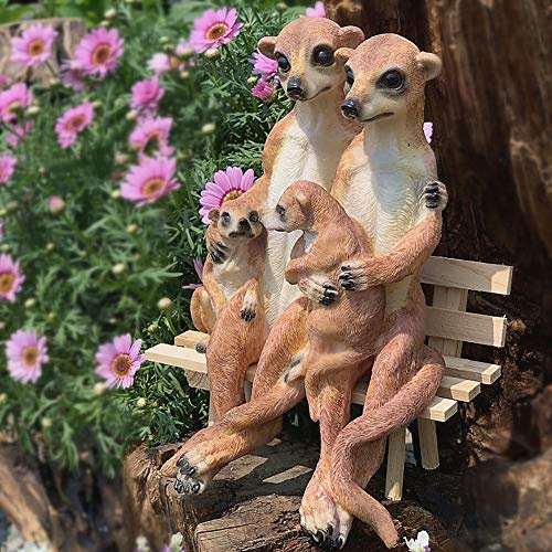 Kreative niedliche sitzende Wüsten-Erdmännchen-Familien-Verzierungs-Figur-Statuen-Tier-Garten-Dekoration-Villa-im Freiengarten-Familien-Dekorationen