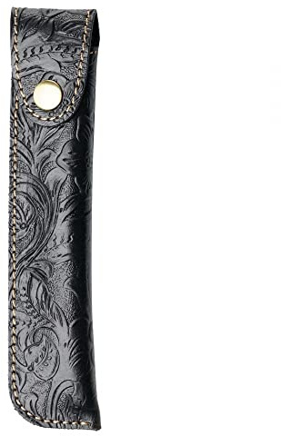 Stifttasche, 17cm Vintage Leder Stiftetui, Retro Halter für Füllfederhalter, Stifthalter mit Metall Druckknopf für die Schule, Zuhause, Büro, Künstler, Geschäftsleute