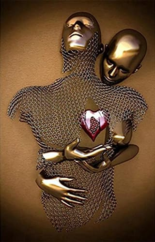 MKHFUW Metall Figur Statue Kunst Leinwand Gemälde Romantisch Abstrakt Poster und Drucke 3D Liebhaber Skulptur Poster Modernes Wohnzimmer Heimdekoration - Ohne Rahmen (JST-12,40x60cm*1)