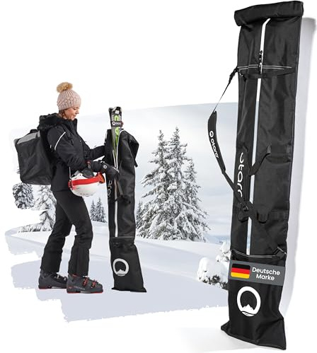 Otaro Sacca porta sci (1 paia di sci) Porta Sci | Marca Tedesca | Anche come borsa per sci di fondo con tracolla removibile | Borsa per sci, set porta sci, zaino sci, sacca impermeabile