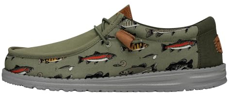 HEYDUDE Wally Fish Lure Green Size 10 | Men’s Shoes | Men's Slip-on Loafers | Comfortable & Light-Weight
