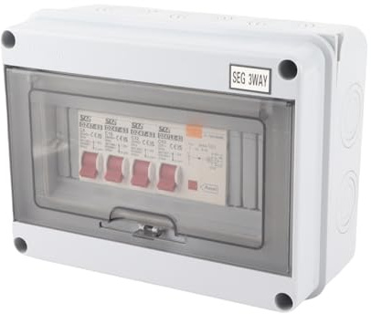 3 Way Garage Caravan Consumer Unit, 63A 30mA RCD + 3MCB(6A+16A+32A) High Breaking Capacity Box for Garages, Caravans, Workshops, Outbuildings