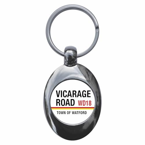 Ozorath Vicarage Road Town Of Watford WD18 Road Sign Keyring Keychain Key Ring Chain With Trolley Coin