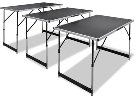 Gecheer Tapeziertische 3 STK.Klappbar Multifunktionstisch Mehrzwecktisch Klappbar Tapeziertisch Arbeitstisch Flohmarkttisch Partytisch Tisch Höhenverstellbar 73/80/87/94 cm 100 x 60 cm Mit 4-Fach