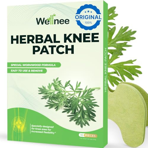 Wellnee Original Herbal Knee Patch - Wellknee Plaster for Knee Support & Muscle Pain - Maximum Strength for a Temporary Relief - Adhesive Heat Patches Made with Natural Herbs for Wellness (10 Pads (Pack of 1))