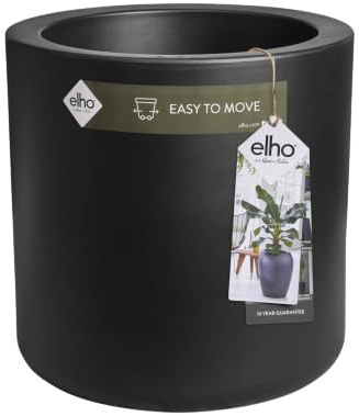 elho Pure Cilinder Wheels 50 Blumentopf - Schwarz | ∅ 49.5 x H 50 cm | für den Innen- und Außenbereich