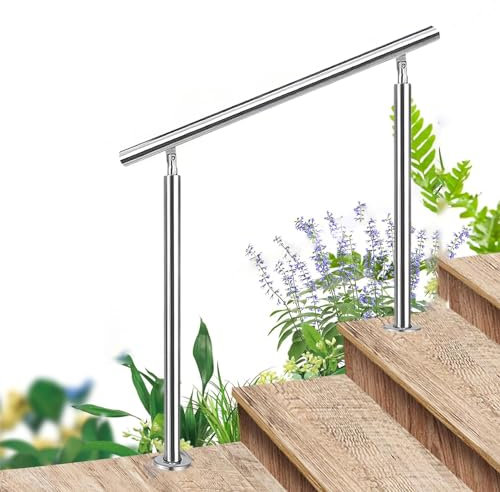 Verstellbare Handläufe für Außentreppen, Edelstahl-Handläufe für Außentreppen, passend für 2 oder 3 Stufen, Sicherheitstreppengeländer für Terrassendielen, Garten, Terrasse, Balkon (Farbe: Höhe 105
