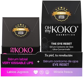 OhMyKoko | Set Lippenpflege und Augencontour | Lippenserum mit Hyaluronsäure + Anti-Aging Gesichtsserum | Hydratation, Volumen und Reduzierung von Augenringen | Verjüngende Wirkung | Naturkosmetik