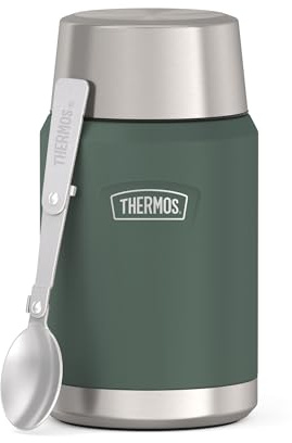 Thermos ICON Thermobehälter für Essen dunkelgrün 0,71l - hält Speisen 14h heiß & 24h kalt, Edelstahl, absolut dicht, mit klappbarem Löffel, BPA-frei