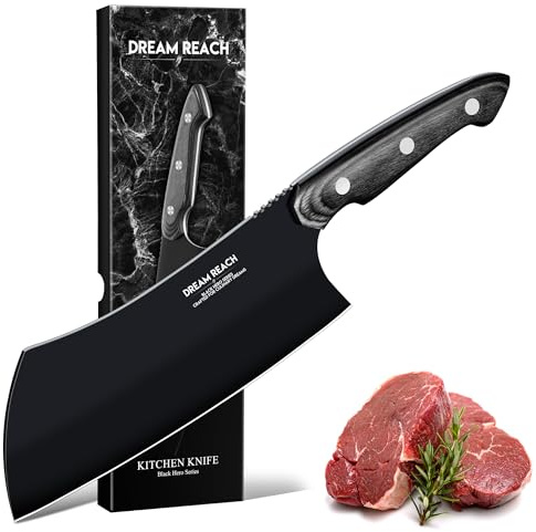 Dream Reach Chinesisches Kochmesser Hackmesser Full Tang Edelstahl | Profi-Hackmesser, Hochwertiger Edelstahl, Full Tang, Scharf & Robust, für Küche & Grill, Geschenk für Mutter Vater