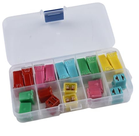 HpLive 20 Stück Mini Auto Sicherung,Shaped Mini Fuse,Sicherungen Pack Kit 20A 30A 40A 50A 60A Car Auto Van Square Assortment Fuse Trucks, Cars and SUVs