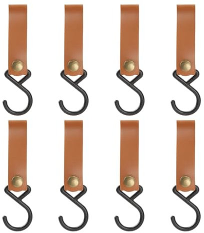 Cetfuro 8 StüCk Leder-S-Haken, Lederhaken, S-Haken, S-FöRmige Haken, Kleiderhaken zum AufhäNgen, Camping-Haken, KleiderbüGelhaken ()