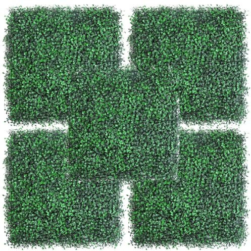 Paneles de seto de boj artificial de 50 x 50 cm, protección UV, para interiores y exteriores, jardín, valla, balcón, oficina, decoración, 5 unidades