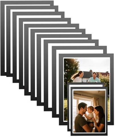 Yoaugar 12 Stück Magnetrahmen Set, A4 & A5 Bilderrahmen mit Schwarzem Rand, Hochtransparenter Info-Rahmen Selbstklebend mit Magnetverschluss, Infotasche Blatthalter für Speisekarten, Werbung