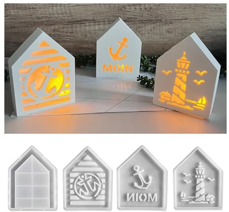 YZROHYI 4 Pièces Moul Pour Platre Déco Maison, 3D Moule Silicone Decoration, Silicone pour Béton à Couler, Bougeoir Resine Epoxy, Moule de Coulée DIY, Artisanat