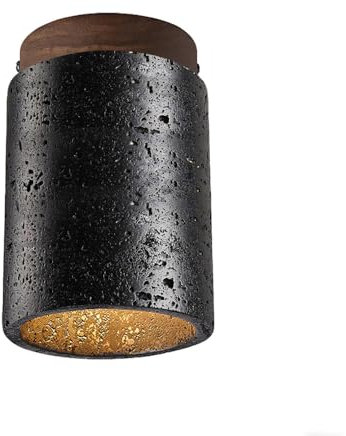 RXPVUXE Lampada da soffitto in marmo nero in pietra naturale nordica da 4,3 pollici, lampada da soffitto a filo in stile Wabi-sabi giapponese, mini attacco E27, apparecchio di illuminazione da soffitt