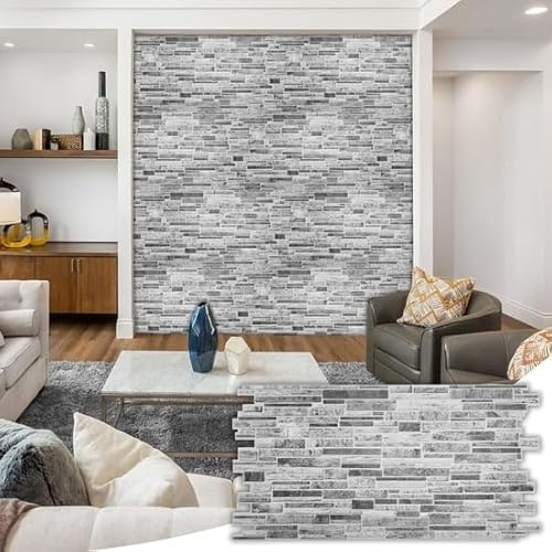 3D Wall Panels - Decorative Pvc Plastic Wall Covering Faux Cladding Tiles For Interior Walls - (Stone Effect Wall Panel 10 Sheets Covering 4.80m2)
