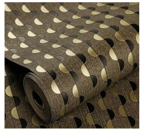 KHASCBNF Papier peint moderne minimaliste marron foncé à pois pour chambre à coucher, salon, fond TV, papier peint rayé blanc pour mur (type 1,0. 53 x 2 m)