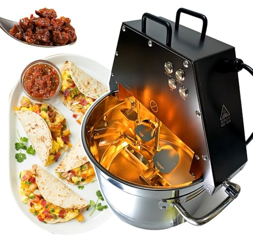 agreilduite Commercial Food Stirrer Pot,10l Automatic Food Mixer, Stainless Steel Stand Mixer, Soup Sauce Stirrer With Dual Stirring Paddles + Led Lamp + Fan, Yourself From Manual Stirring