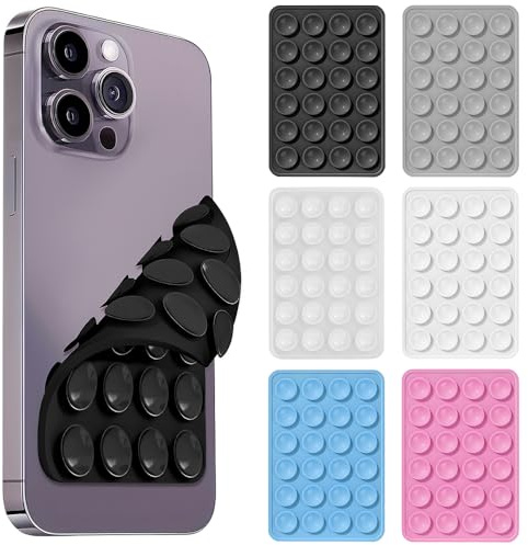 SENLINLU 6Pack Silicone Double Sided Suction Cup Phone Case Mount, Suction Phone Holder, Hands-Free Designed for Car/Dashboard/Gym/Mirror Multi-Surface Mount for afll Phone