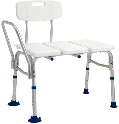 Plus SANTÉ – Tabouret de Douche Biarritz | Structure Aluminium légère 5 kg, Assise antidérapante avec Trous de Drainage, Dossier & accoudoirs réglables, Pieds ventouses sécurisés, 80×46×86-103 cm