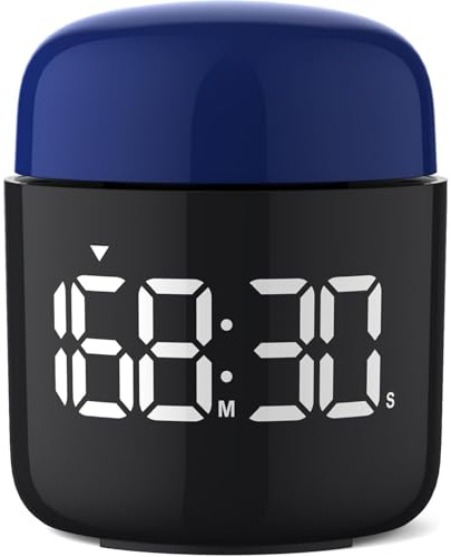 Tisch-Timer-Stoppuhr, großes LED-Display, einfache manuelle Drehung, Countdown & Up, einstellbare Lautstärke und Helligkeit, einfach für Kinder, Vintage, kein Ticken, Zeitmanagementuhr, lauter Alarm