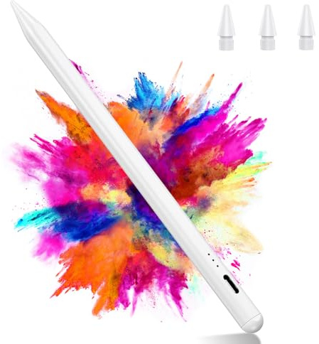 Variglas Stylet pour iPad 2018-2026 - 2X Charge Rapide Blanc | Précision Pixel,Rejet de Paume,Compatible avec iPad 11(A16)/10/9/8/7/6, Pro M5/M4/13/12.9/11, Air 3/4/5/M2/M3/M4, Mini 5/6/7