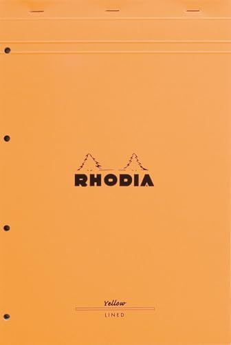 Rhodia 119660C Notizblock N.119 A4+ 80 Blatt gelb liniert mit Rand Orange