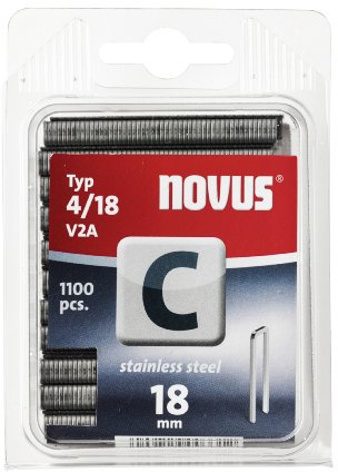 Novus Schmalrückenklammern 18 mm,aus Edelstahl, 1100 Klammern vom Typ C4/18 V2A, für den dauerhaften Außeneinsatz