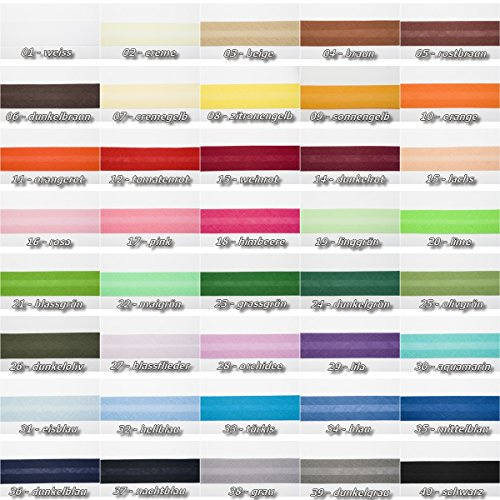 Jajasio Baumwoll Schrägband 19mm breit in 40 Farben, Einfassband Baumwolle Nahtband/Farbe: 36 - dunkelblau