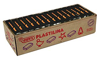 Jovi - PLASTILINA, Pasta da modellare a base vegetale, 15 x 350 grammi, Colore nero, Grande plasticità, Senza glutine, Ideale per bambini a partire dai 2 anni (7215)