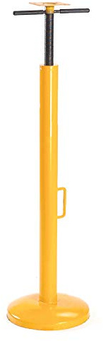 Global Industrial Economy Trailer Stabilizing Jack Stand, 50,000 Lb. Static Capacity, 5 x 5 Top Plate, 44 to 51 Lifting Height, 14 Diamter Base, Steel, Yellow