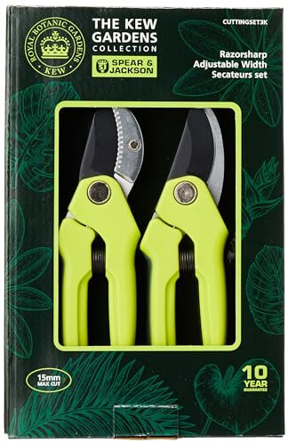 Spear & Jackson CUTTINGSET3K Set di cesoie a incudine e bypass regolabili in larghezza della collezione Kew Gardens