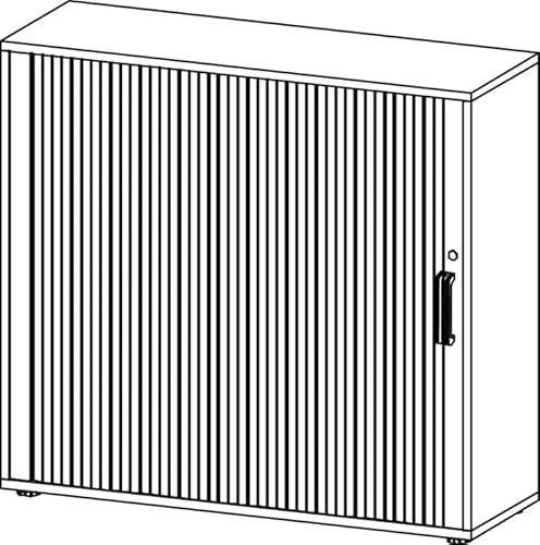 Hammerbacher Rollladenschrank Matrix Lichtgrau/Silber 120 x 40 x 110 cm