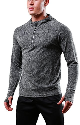 FELiCON Sudadera con Capucha y Cremallera de Manga Larga para Hombres Camiseta Sudadera con Capucha y Secado rápido Camiseta de Running con Top Deportivo Camiseta con Capucha de Hombre