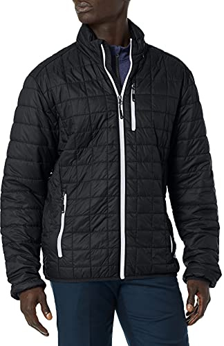 Cutter & Buck Men's Weather Resistant Primaloft Down Alternative Rainer Jacket Outerwear, Black, Medium