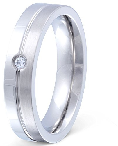 Juwelier Schönschmied - Damen Freundschaftsring Partnerring Ehering Estados Edelstahl Zirkonia 11Dac