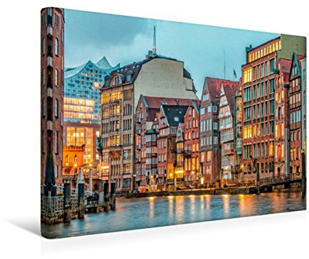 Premium Textil-Leinwand 45 x 30 cm Quer-Format Hamburg Nikolaifleet | Wandbild, HD-Bild auf Keilrahmen, Fertigbild auf hochwertigem Vlies, Leinwanddruck von Peter Roder
